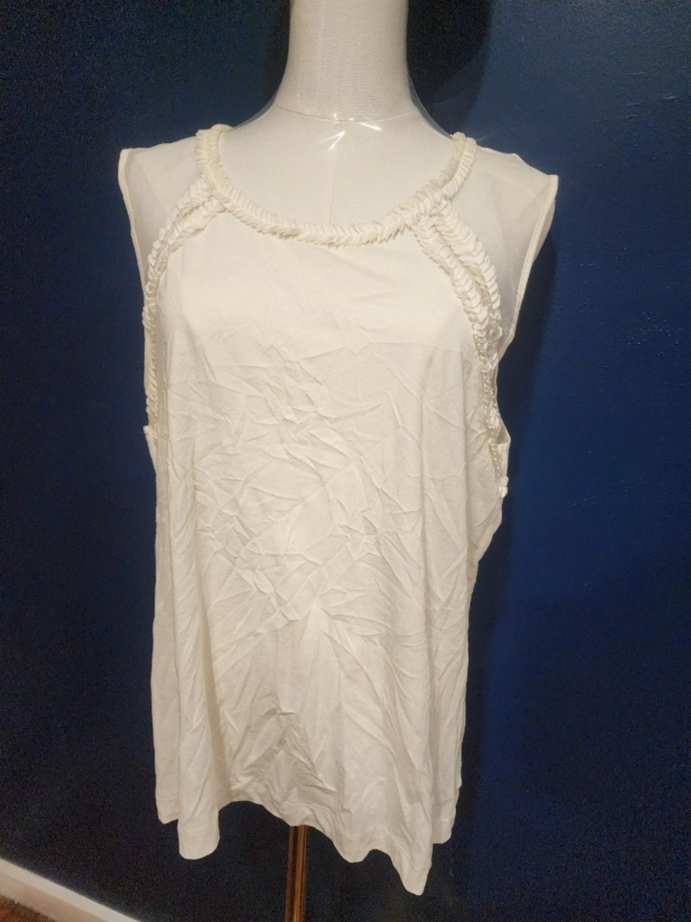 J. Crew Cream Braided-Trim Sleeveless Tank